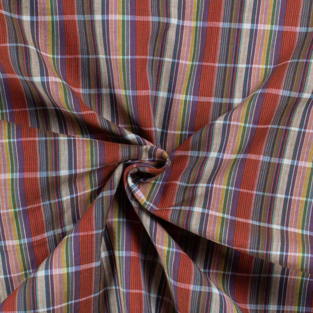 Multicolor Check Pure Cotton 80 GSM Handwoven Fabric 769