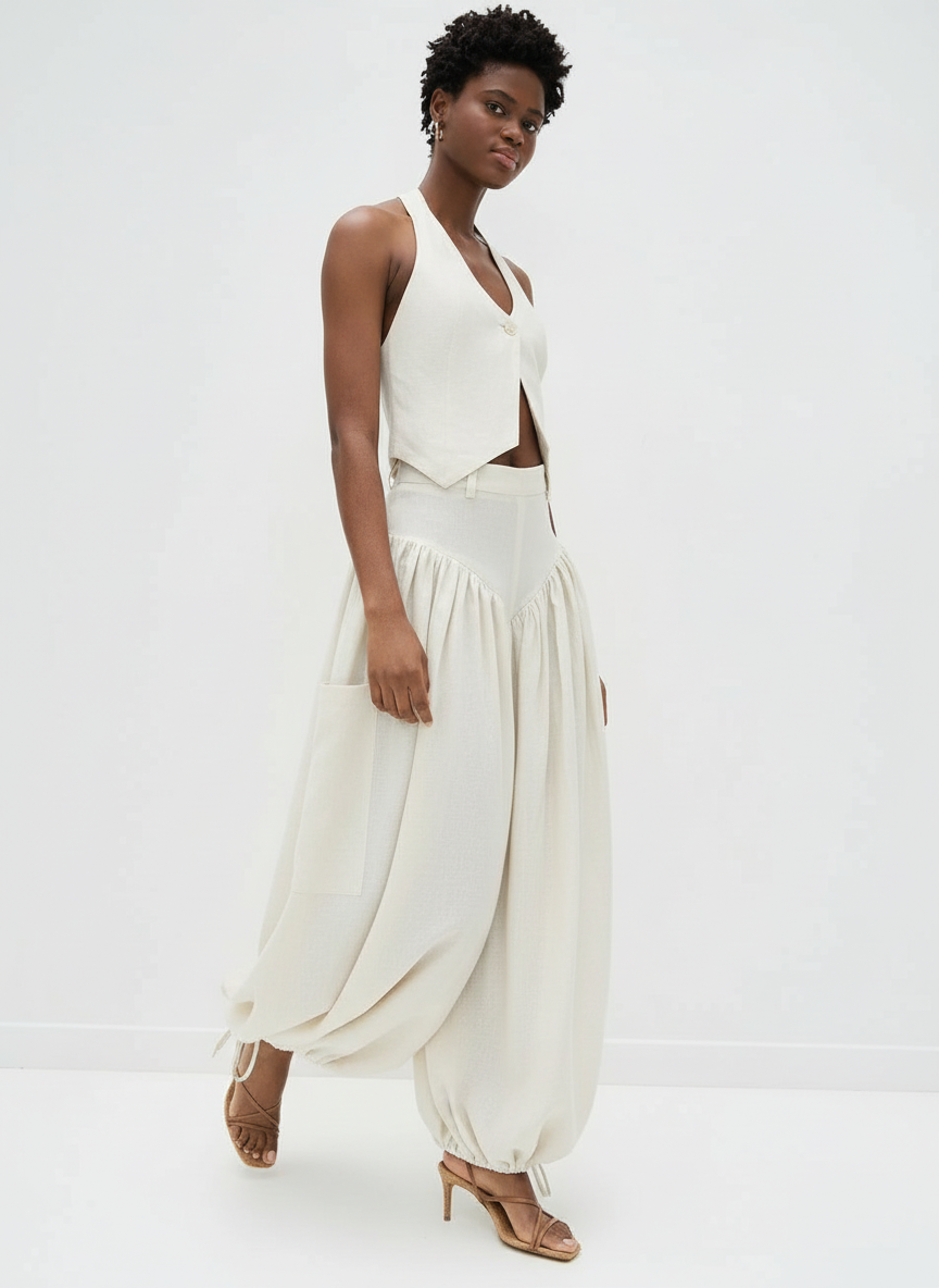 Pleated Bubble Pants & Top Co-ord Set