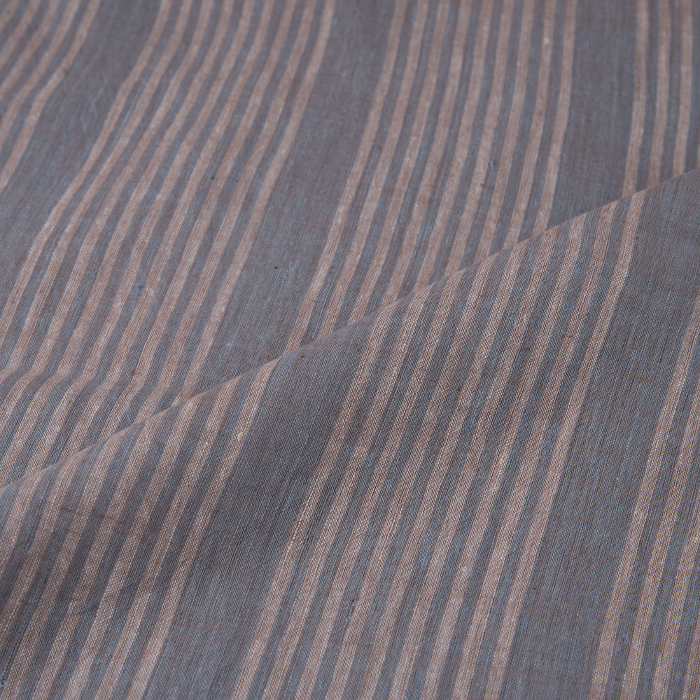 STRIPE GREY BROWN PURE COTTON 62 GSM HANDWOVEN FABRIC