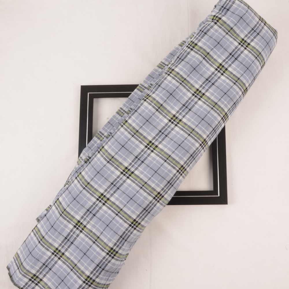 Check Grey & Black Pure Cotton 90 GSM Handwoven Fabric