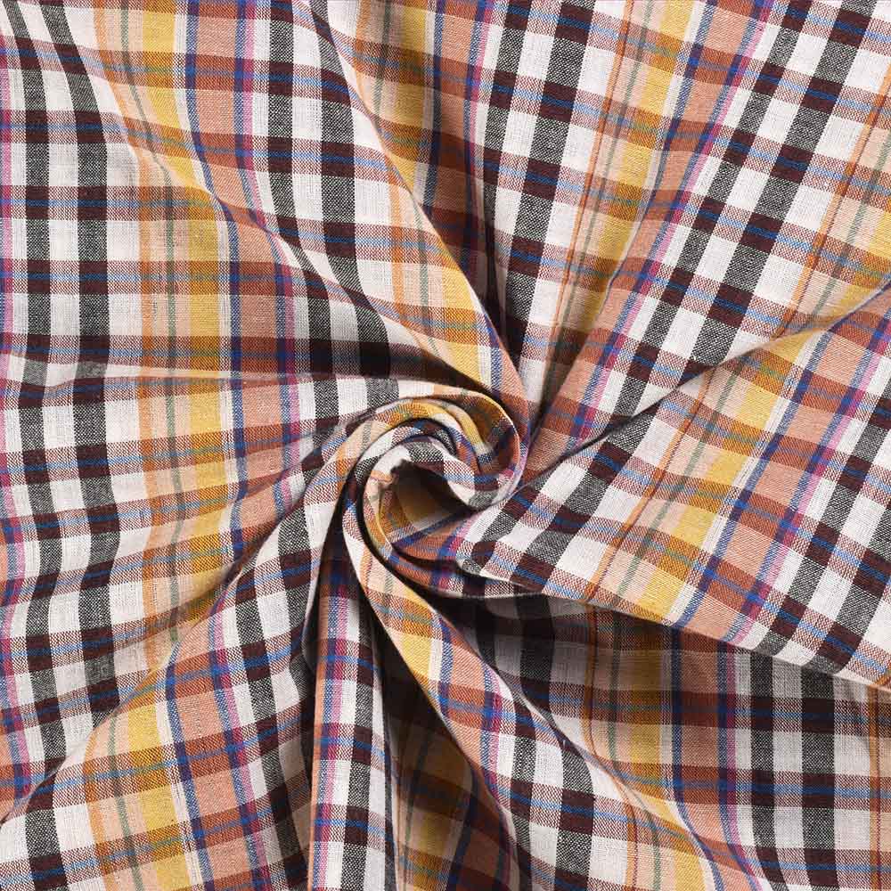 Check Multicolour Pure Cotton 95 GSM Handwoven Fabric 459