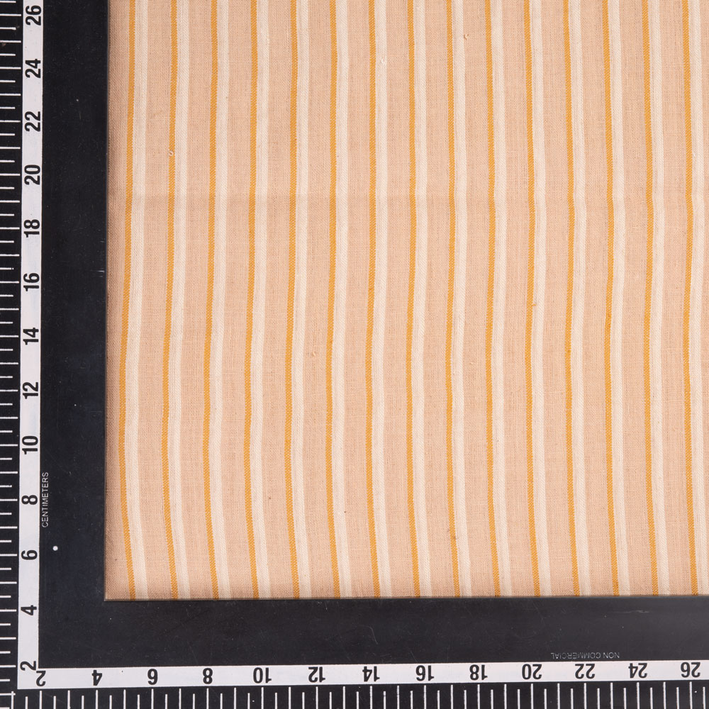 STRIPE YELLOW & CREAM PURE COTTON 106 GSM HANDWOVEN FABRIC