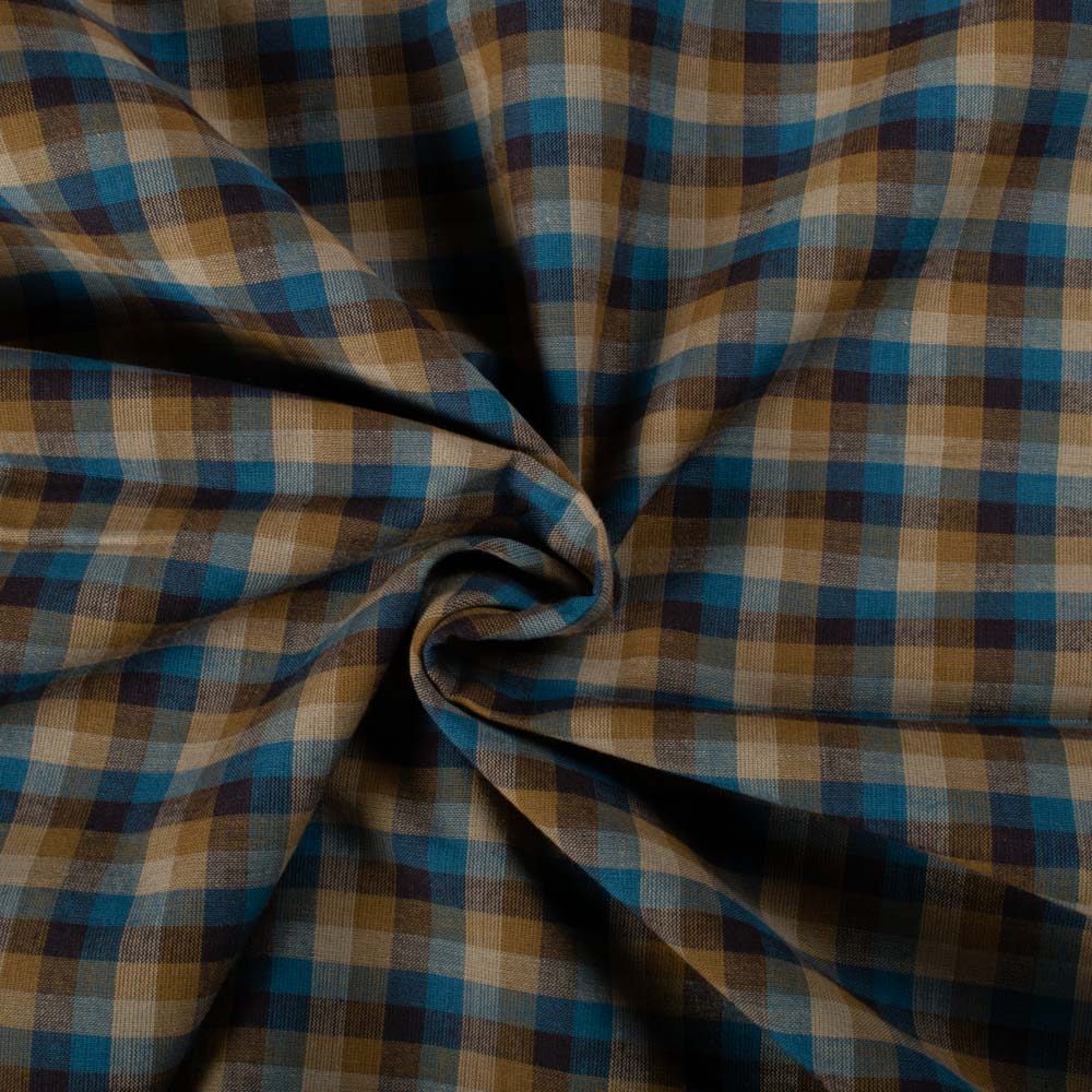 Check Multicolor Pure Cotton 80 GSM Handwoven Fabric 881