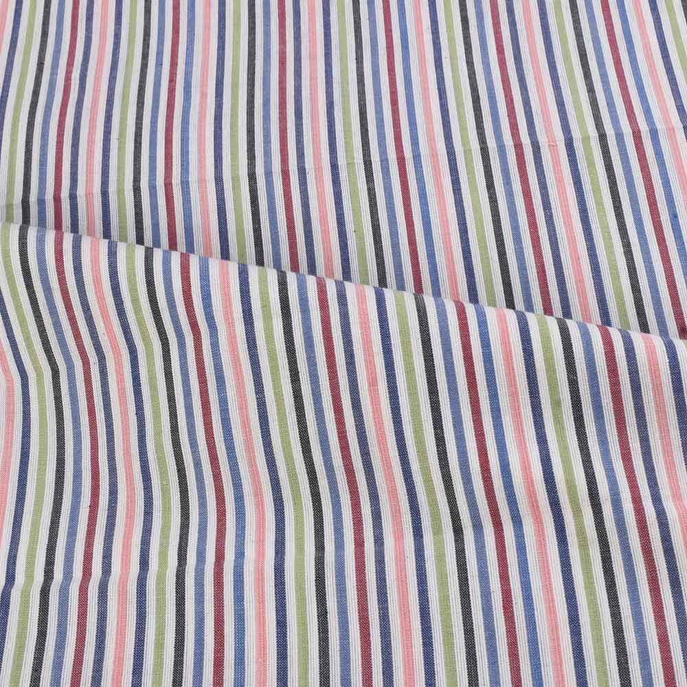 STRIPE MULTICOLOR PURE COTTON 82 GSM HANDWOVEN FABRIC