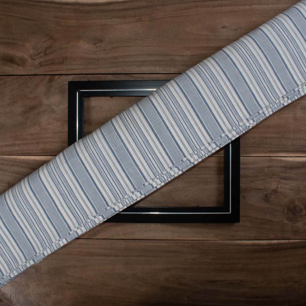 Stripe Blue White Khadi Cotton 100 GSM Handwoven Fabric 
