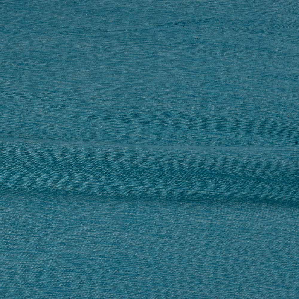 CHAMBRAY SEA BLUE KHADI COTTON 158 GSM HANDWOVEN FABRIC