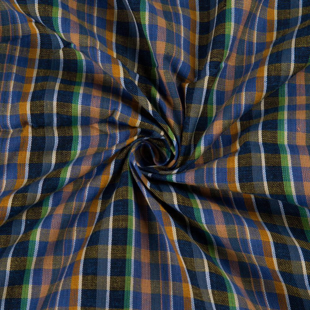 Check Multicolour Pure Cotton 100 GSM Handwoven Fabric 324