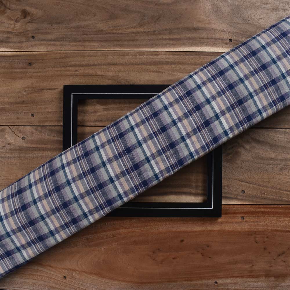 Check Multi Color Pure Cotton 92 GSM Handwoven Fabric