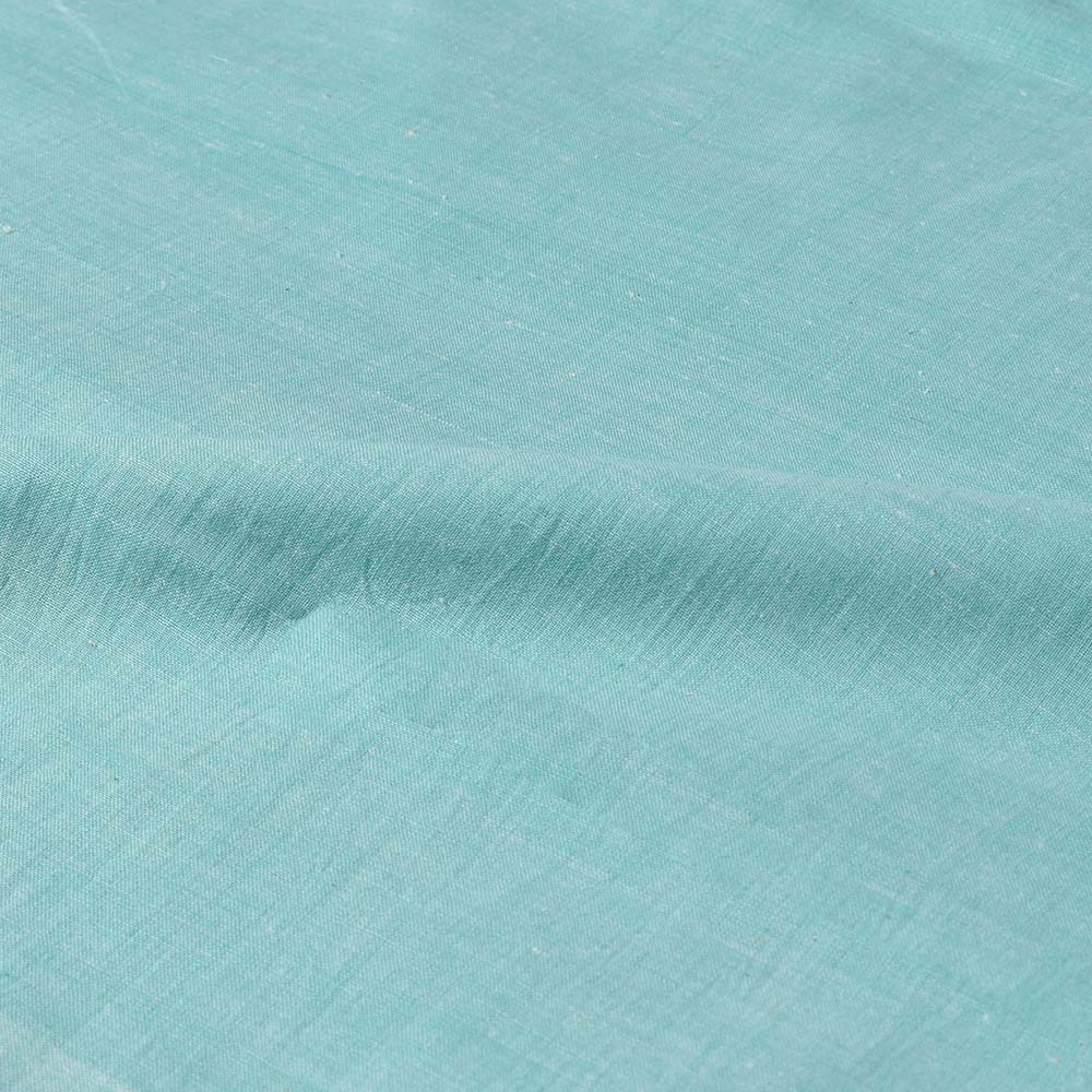 CHAMBRAY LIGHT TEAL KHADI COTTON 105 GSM HANDWOVEN FABRIC