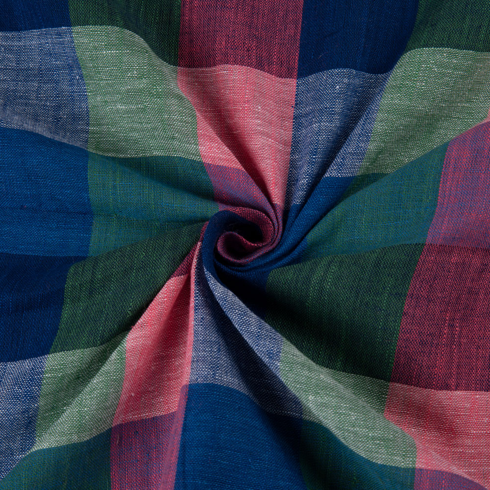 Check Multicolour Pure Cotton 98 GSM Handwoven Fabric 316
