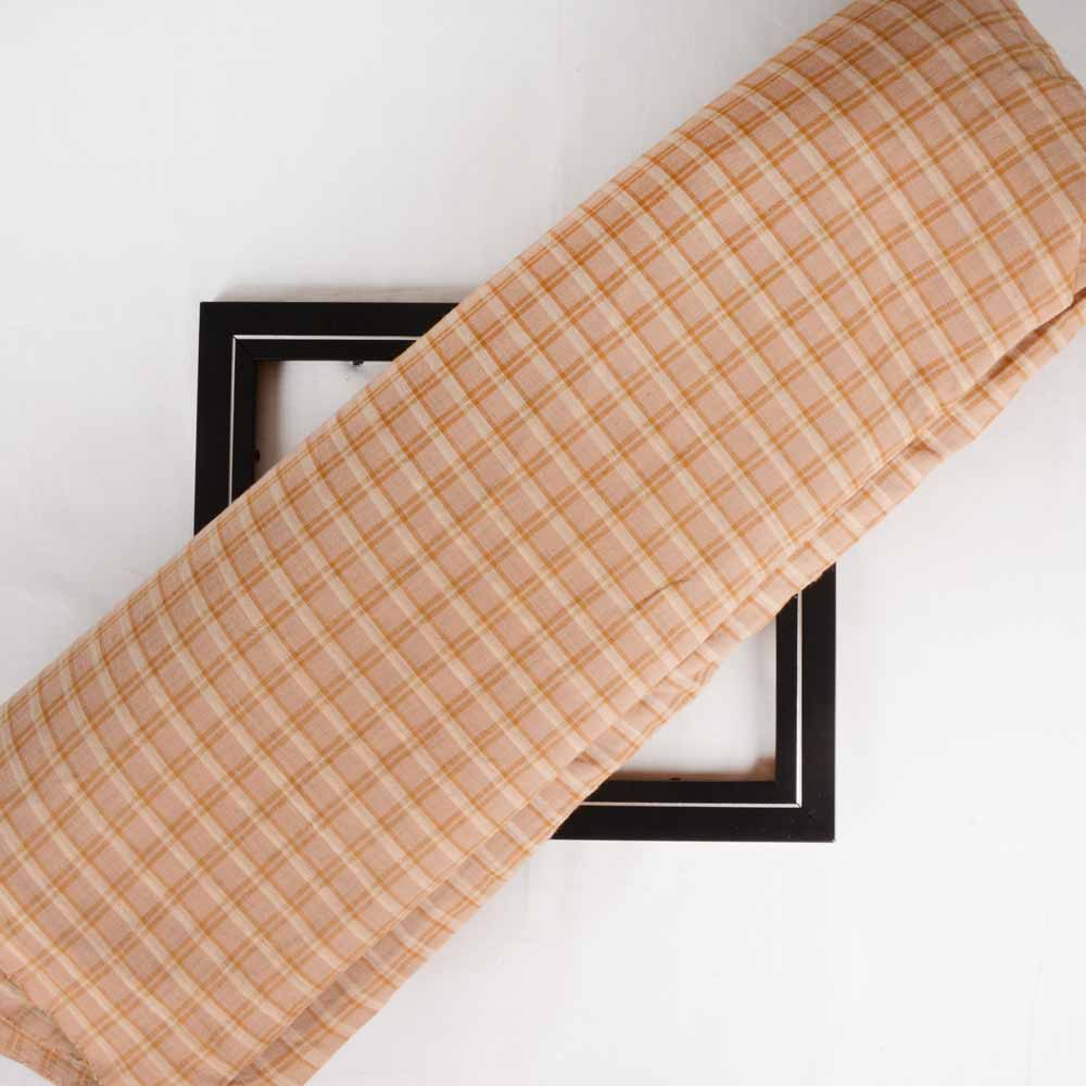 Check Brown Pure Cotton 112 GSM Handwoven Fabric 160