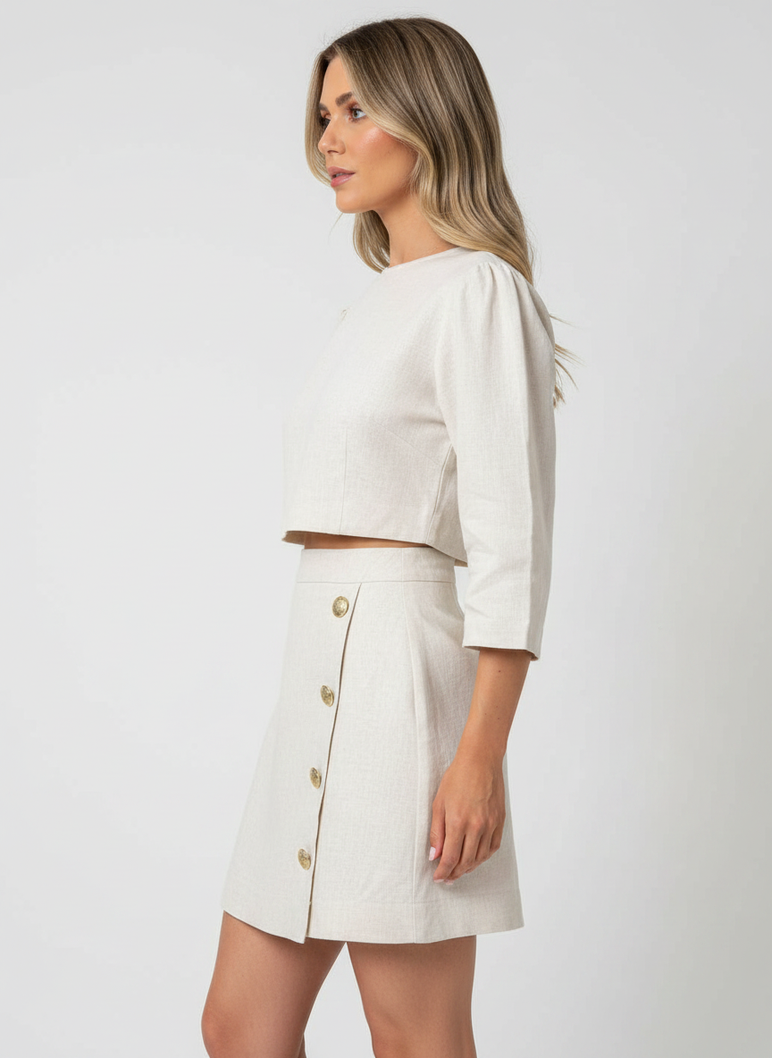 Double Buttoned Short Skirt