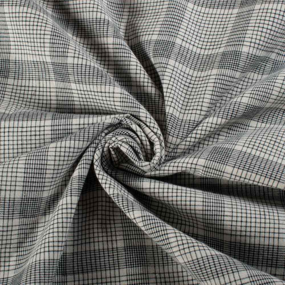 Check Black & White Pure Cotton 95 GSM Handwoven Fabric 869