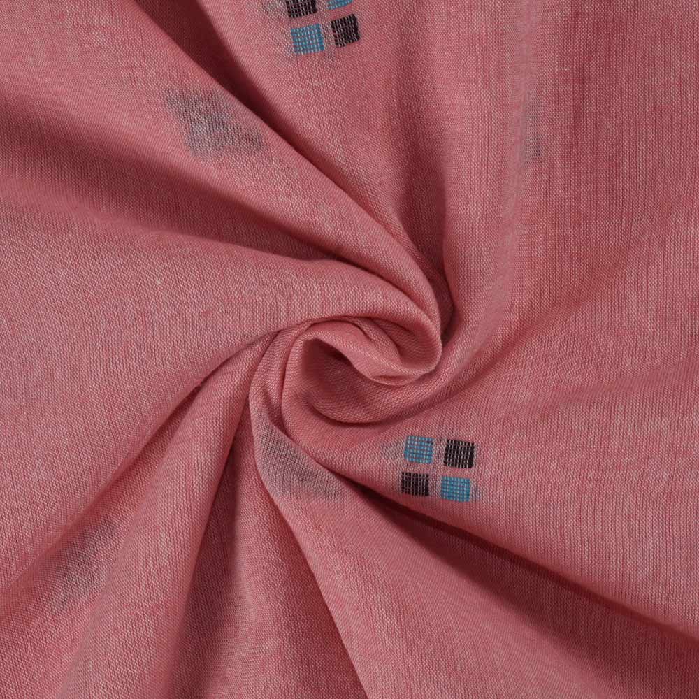Geometric Red Jamdani Pure Cotton 62 GSM Handwoven Fabric