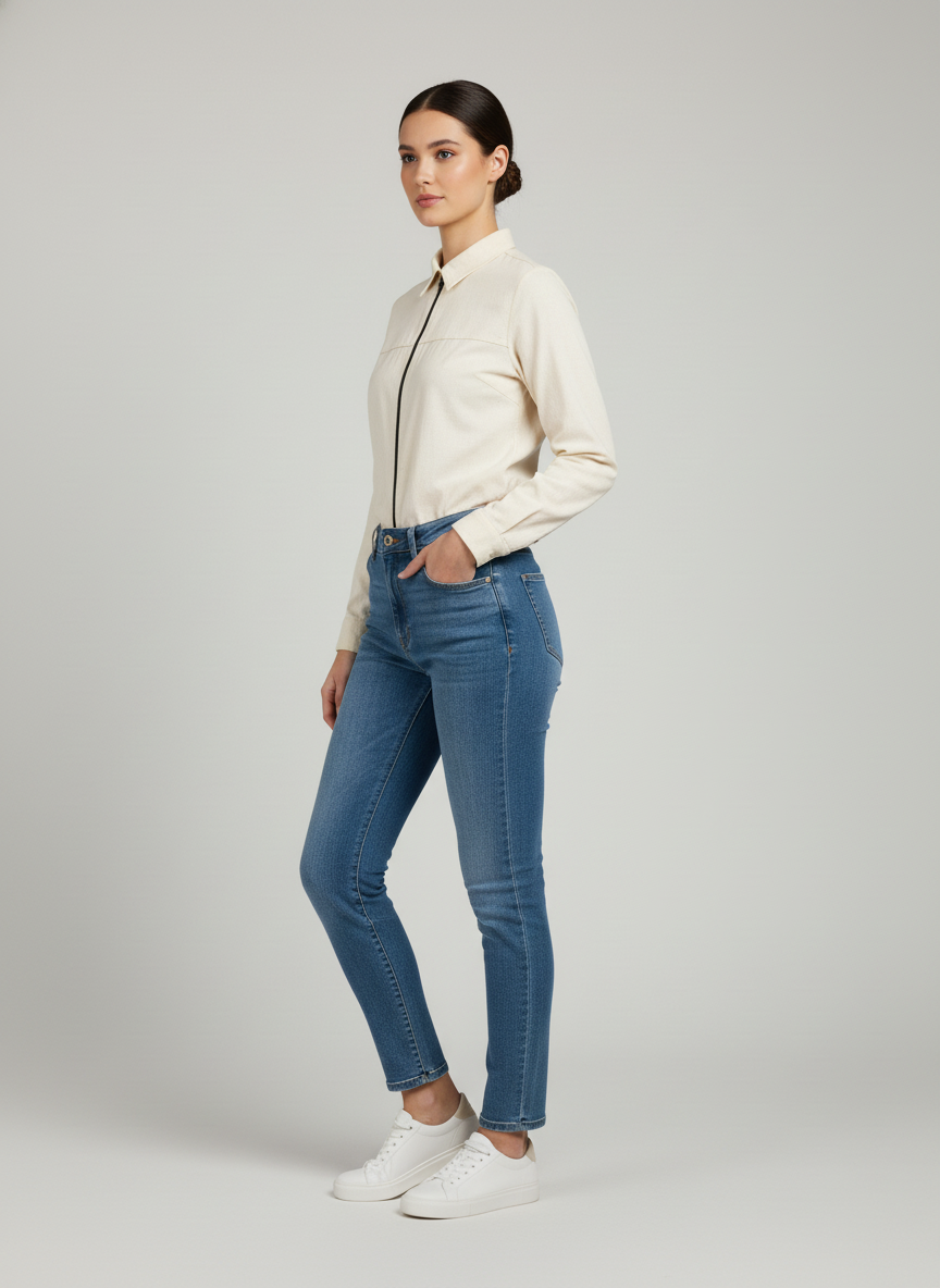 Classic Shirt With Center Zipper 