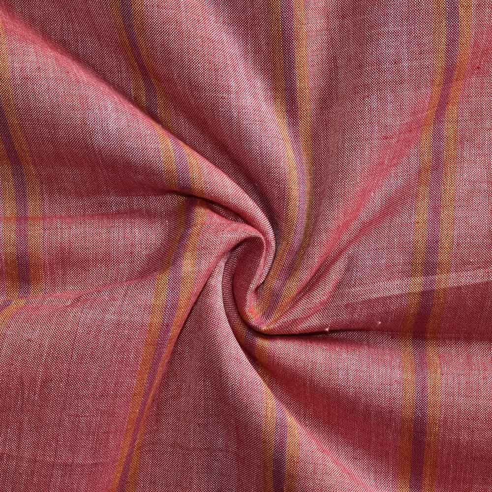 Stripe Red Mercerised Cotton 72 GSM Handwoven Fabric