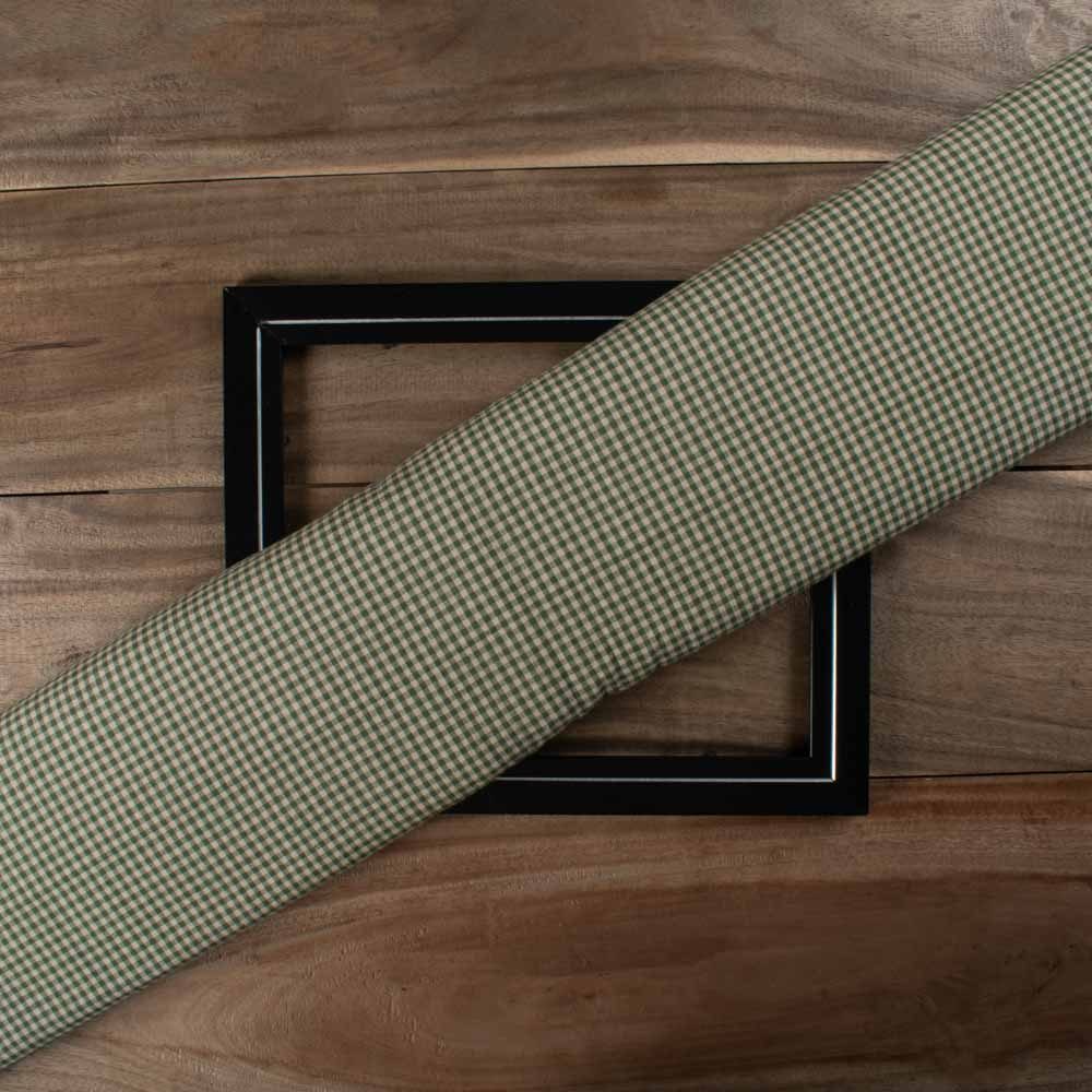 Check Olive & Beige Pure Cotton 100 GSM Handwoven Fabric