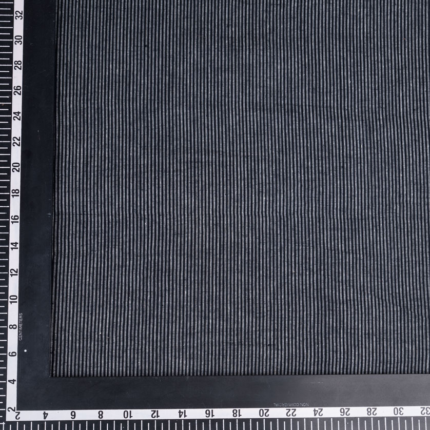 PINSTRIPE BLACK PURE COTTON 73 GSM HANDWOVEN FABRIC