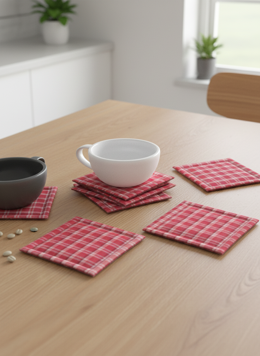 Quilted Pattern -Cotton Fabric Coasters