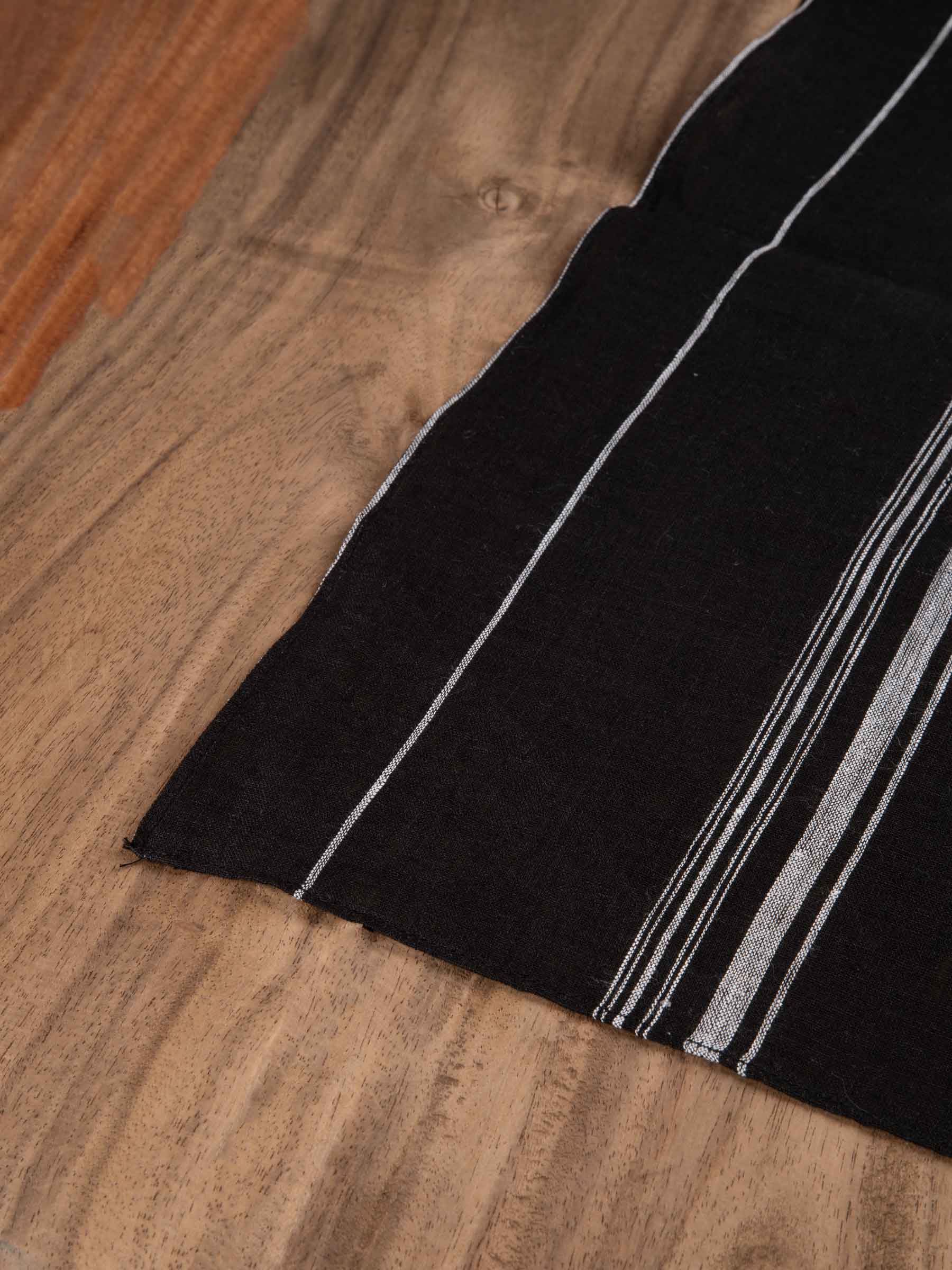 White Striped Handwoven Linen Table Napkin