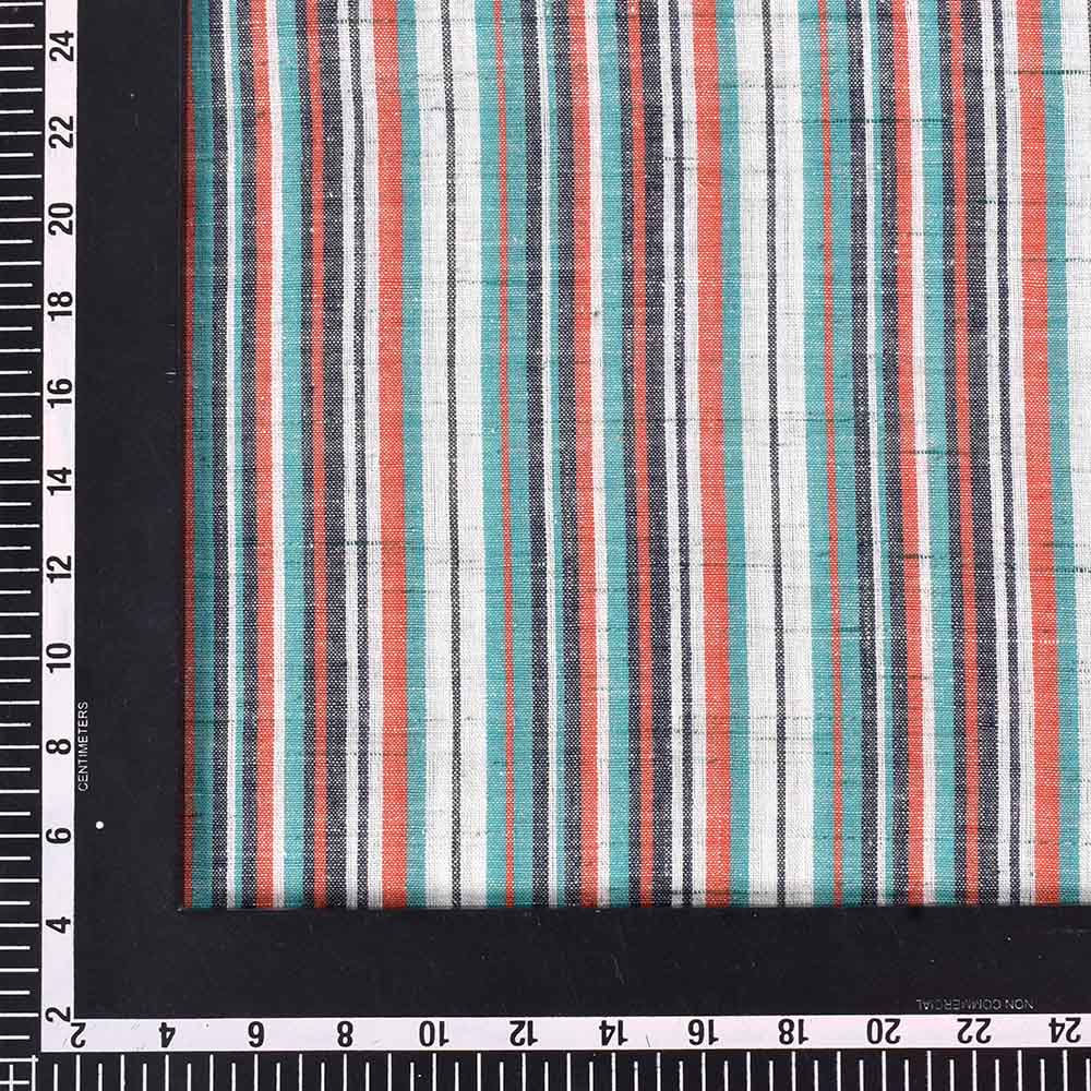 STRIPE MULTICOLOR FUTKI KHADI COTTON 85 GSM HANDWOVEN FABRIC