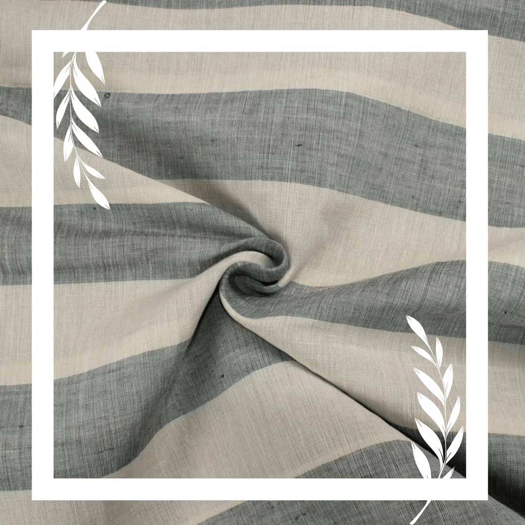 Khadi, cotton and linen blend stripe fabric