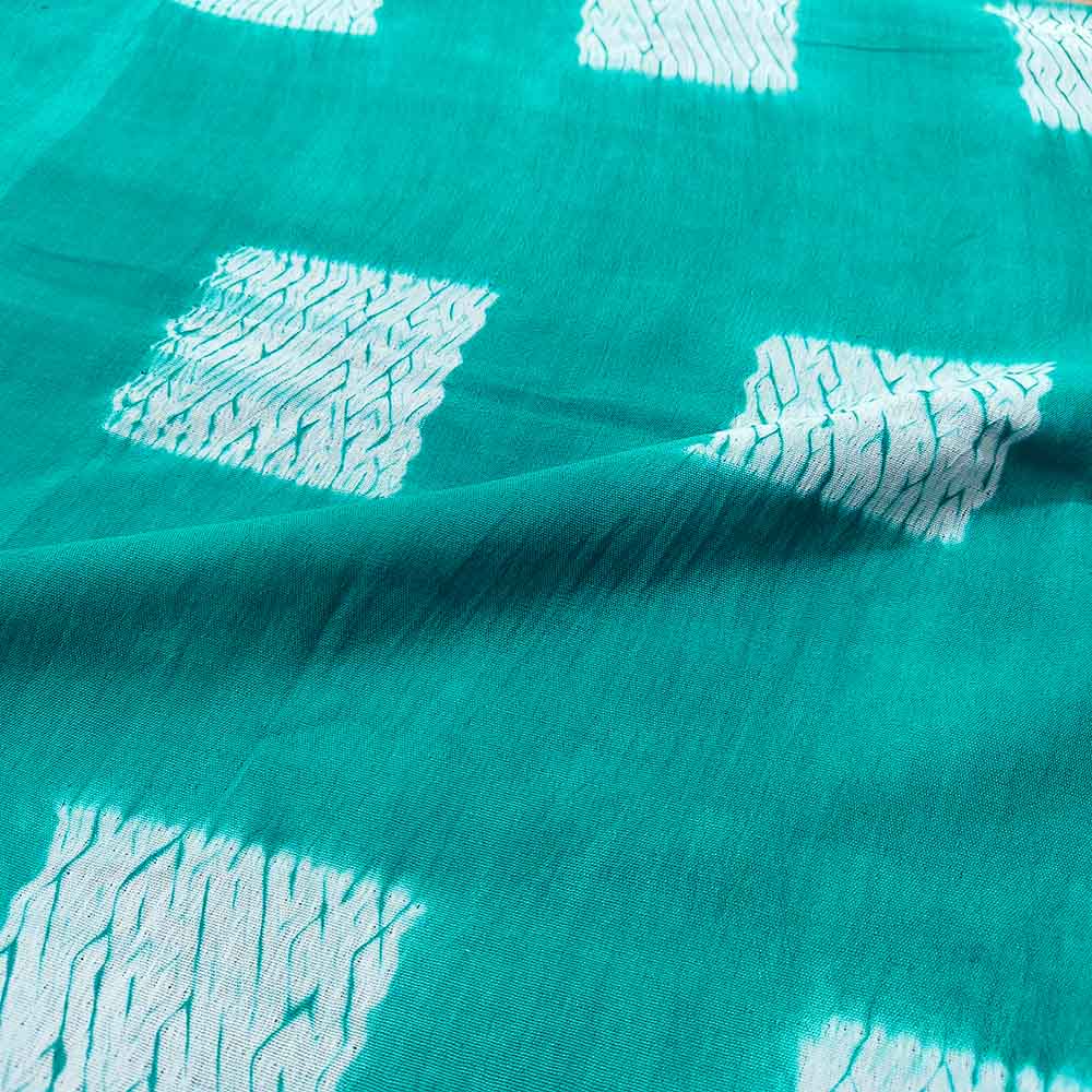 ABSTRACT GREEN SHIBORI 90 GSM MERCERISED COTTON FABRIC
