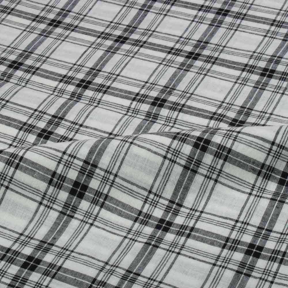 CHECK WHITE & BLACK PURE COTTON 95 GSM HANDWOVEN FABRIC