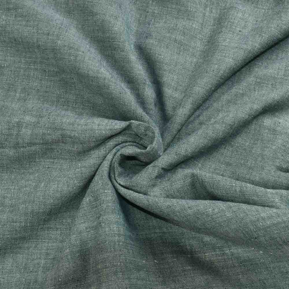Chambray Dark Green Khadi Cotton 105 GSM Handwoven Fabric