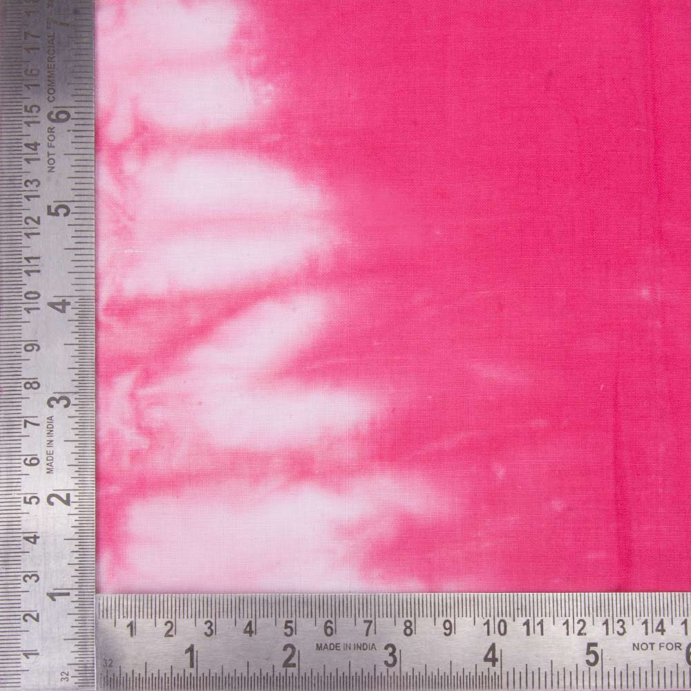 ABSTRACT PINK WHITE TIE DYE KHADI COTTON 110 GSM HANDWOVEN FABRIC