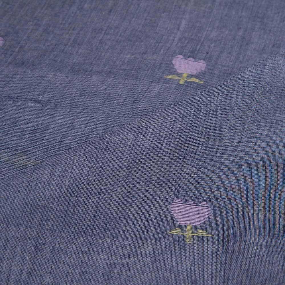 FLORAL GREY JAMDANI PURE COTTON 56 GSM HANDWOVEN FABRIC 201