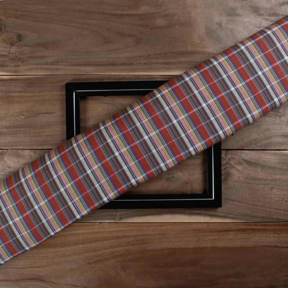 Multicolor Check Pure Cotton 80 GSM Handwoven Fabric 769