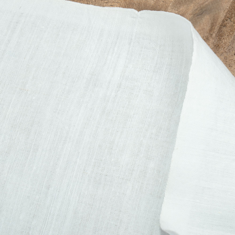 White Khadi Cotton 60 GSM Fabric Poplin - Bleached White & Dyeable