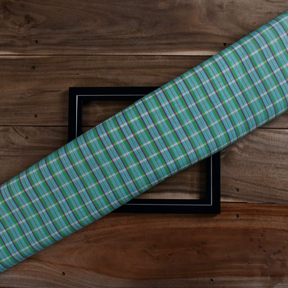 Check Multi Color Pure Cotton 60 GSM Handwoven Fabric