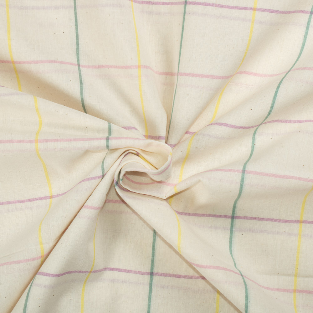 Check Multicolour Pure Cotton 75 GSM Handwoven Fabric 13