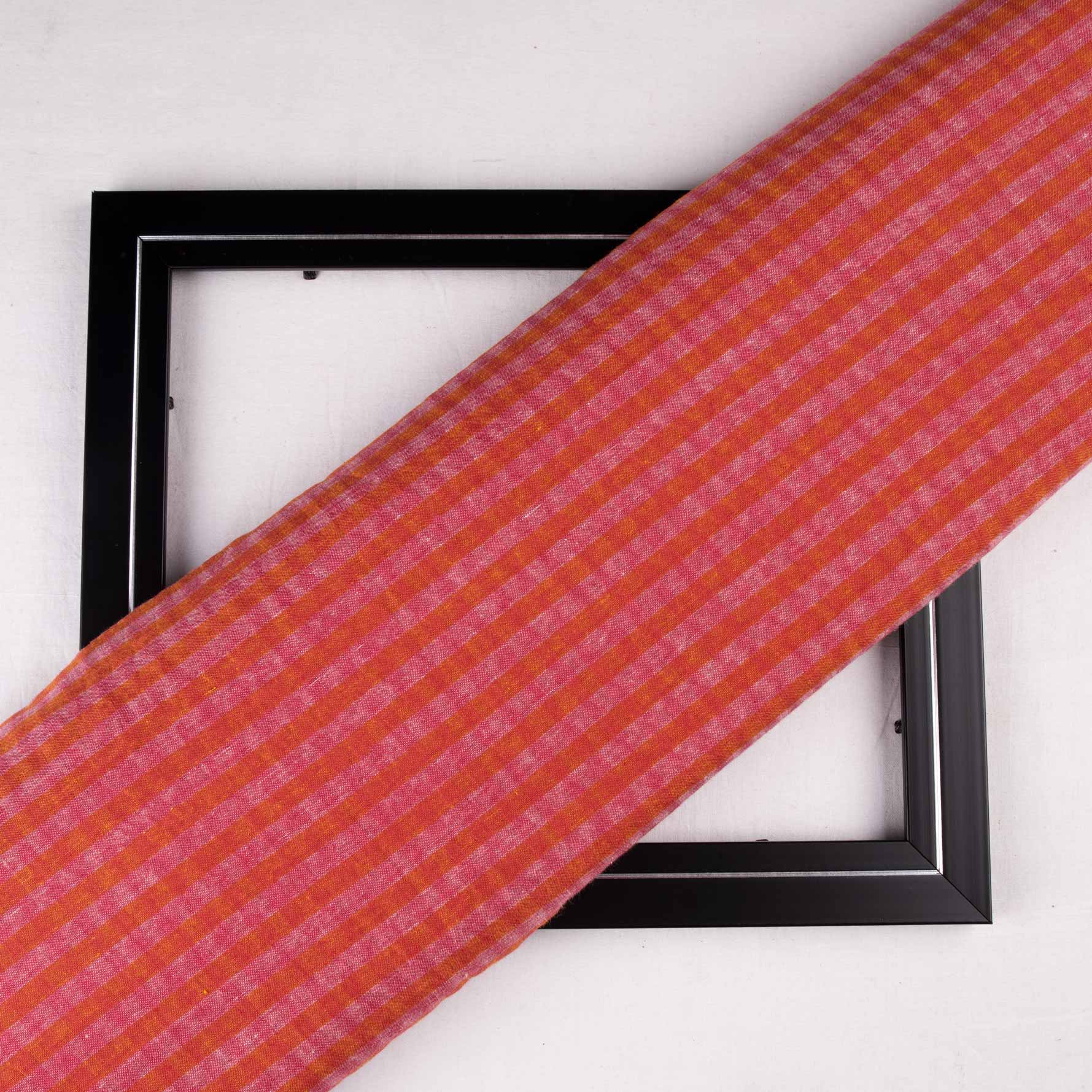 Stripe Red Pure Cotton 90 GSM Handwoven Fabric