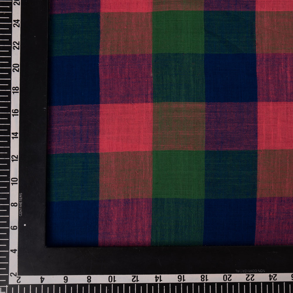 CHECK MULTICOLOUR PURE COTTON 98 GSM HANDWOVEN FABRIC