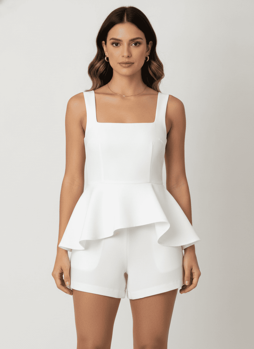 Asymmetric Peplum Romper