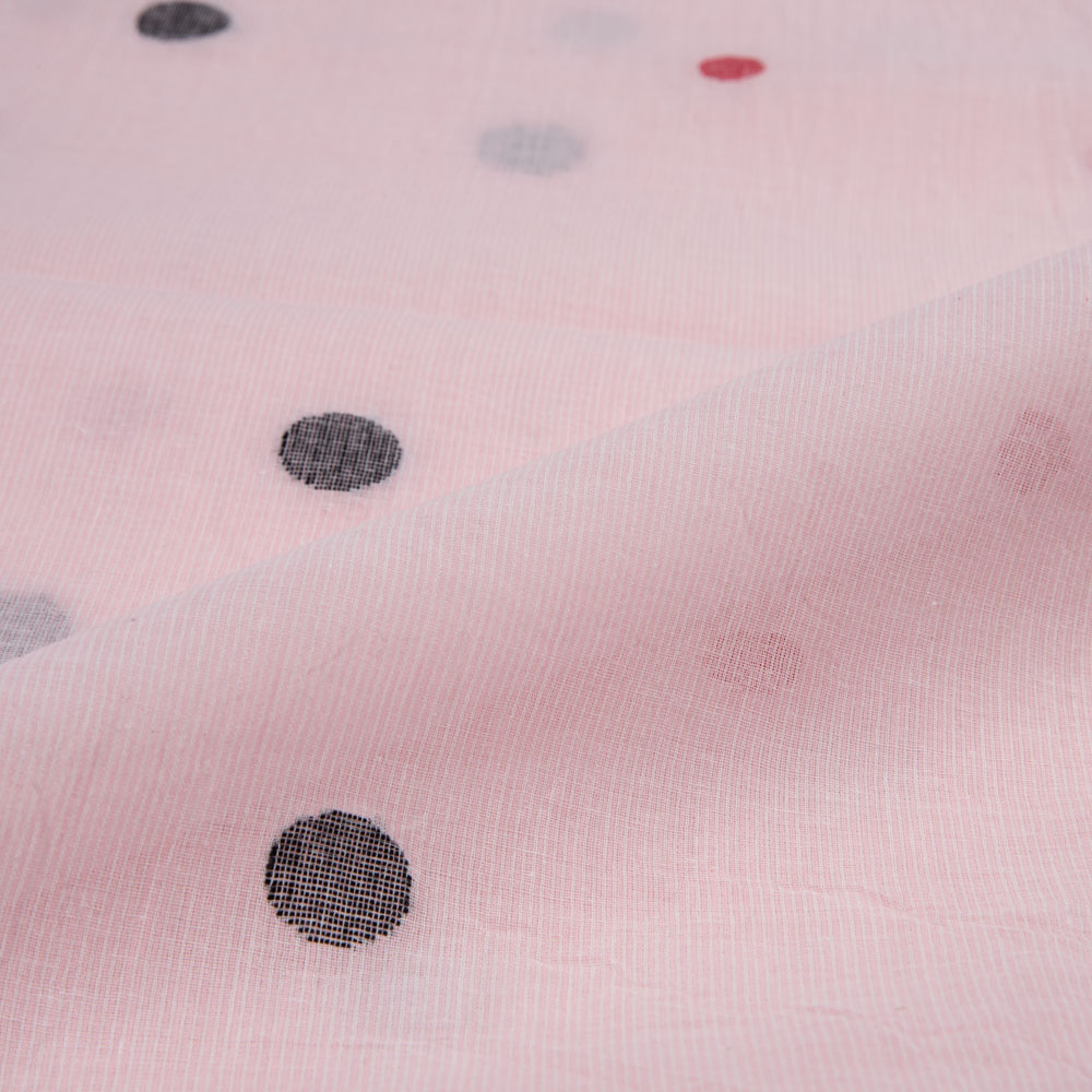 GEOMETRIC LIGHT PINK JAMDANI PURE COTTON 55 GSM HANDWOVEN FABRIC