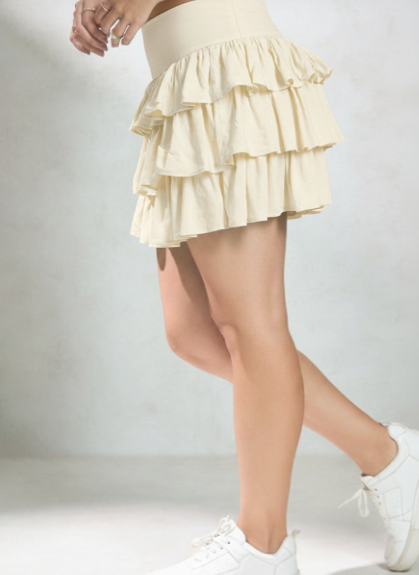 Gathered Tiers Short Skirt