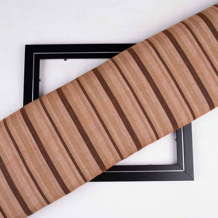 Stripe Brown Pure Cotton 67 GSM Handwoven Fabric