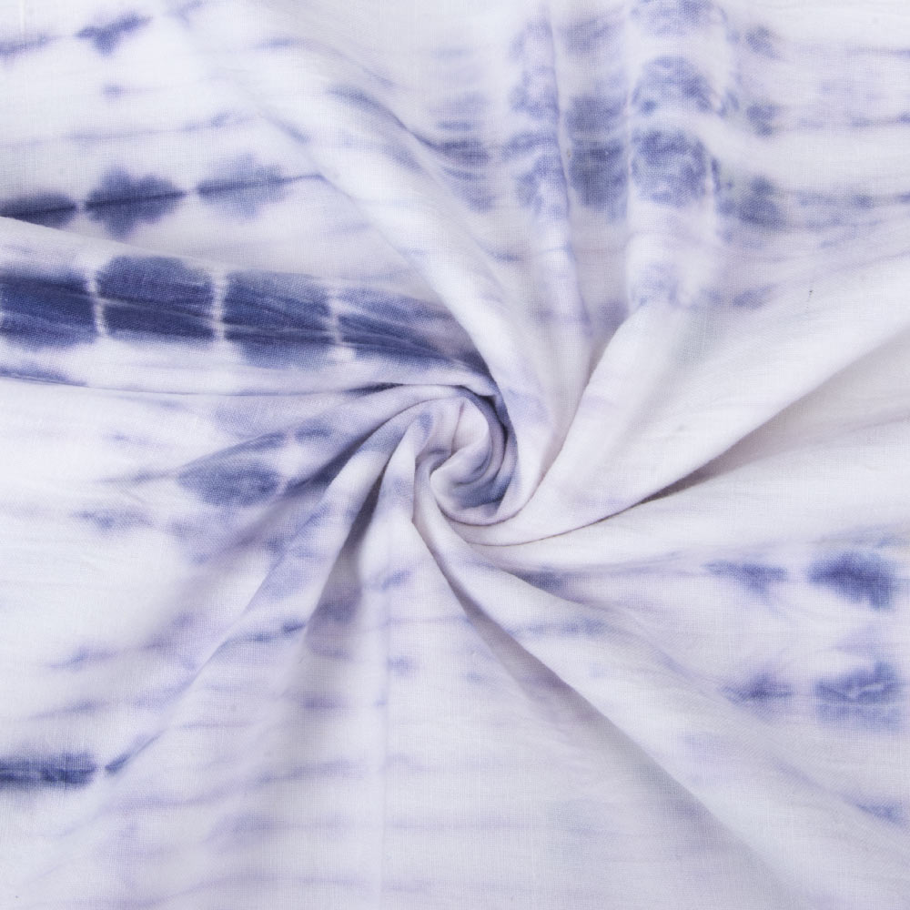 Abstract Blue Tie Dye Khadi Cotton 110 GSM Handwoven Fabric