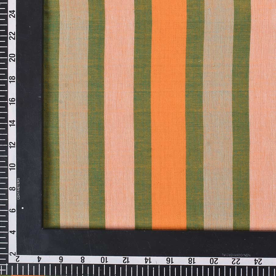 STRIPE MULTICOLOR PURE COTTON 100 GSM HANDWOVEN FABRIC 267