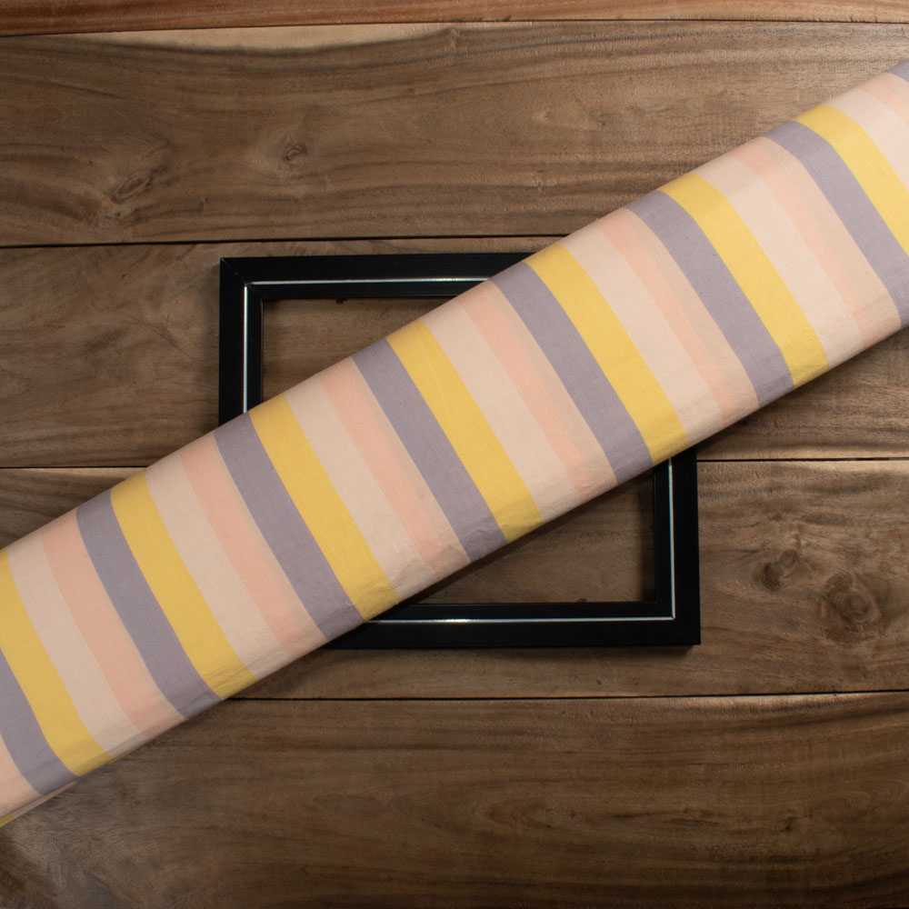 Stripe Multicolour Pure Cotton 126 GSM Handwoven Fabric