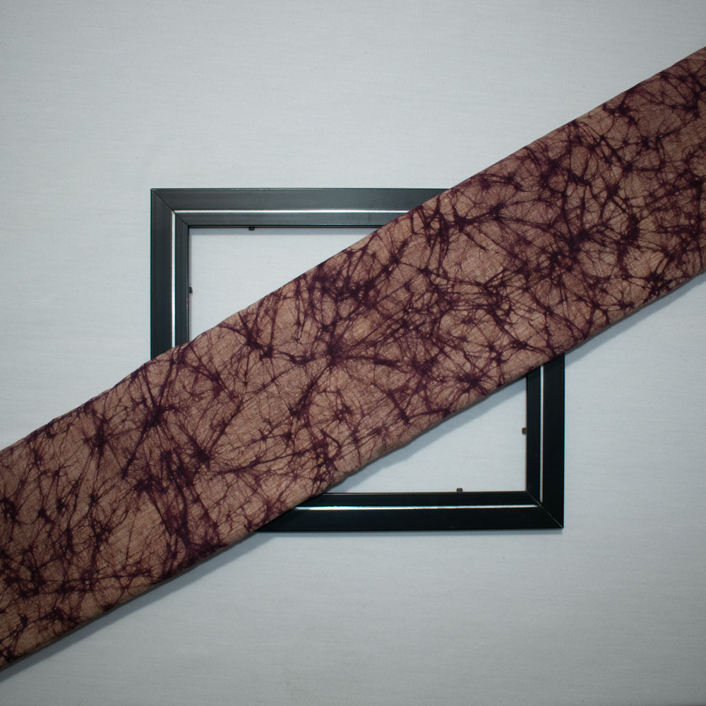 Abstract Purple Brown Batik Printed Khadi Cotton 105 GSM Handwoven Fabric