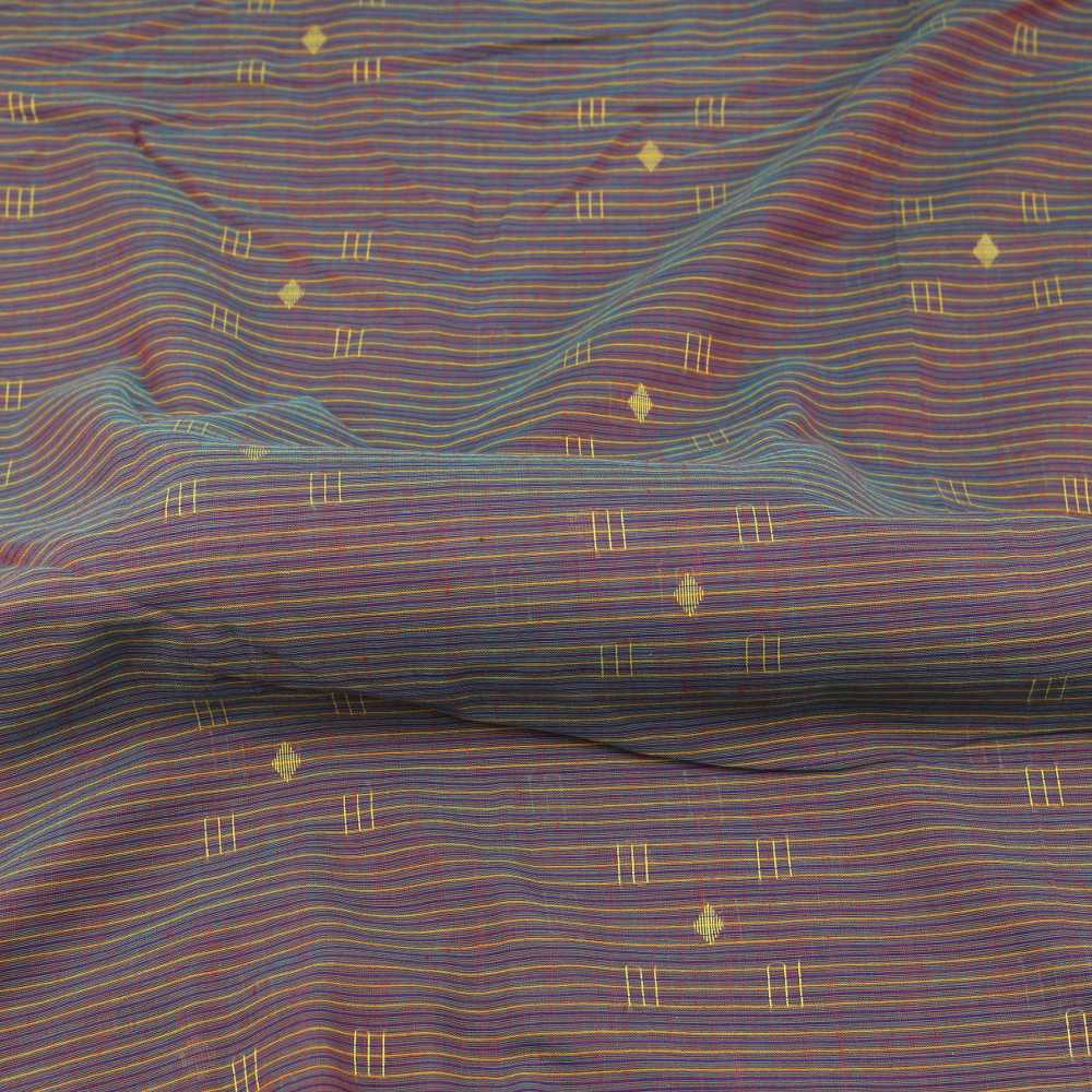 Geometric Stripe Multicolour Jamdani Pure Cotton 55 GSM Fabric