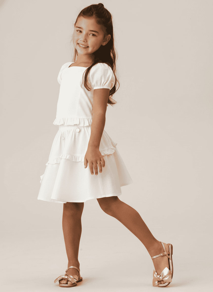 Ruffled Co-ord Set With Puff Sleeves