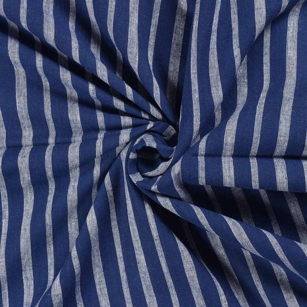 Stripe Dark Blue Pure Cotton 105 GSM Handwoven Fabric