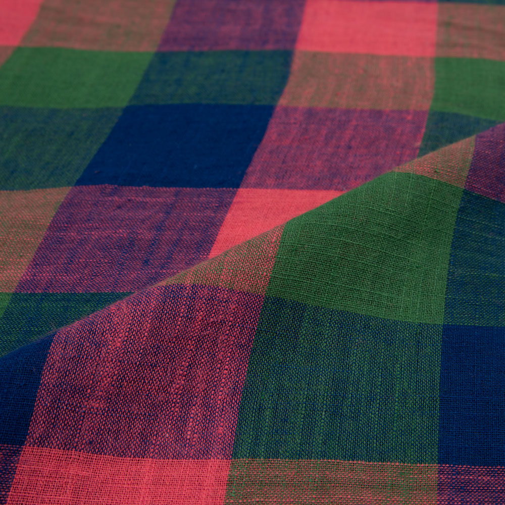 CHECK MULTICOLOUR PURE COTTON 98 GSM HANDWOVEN FABRIC
