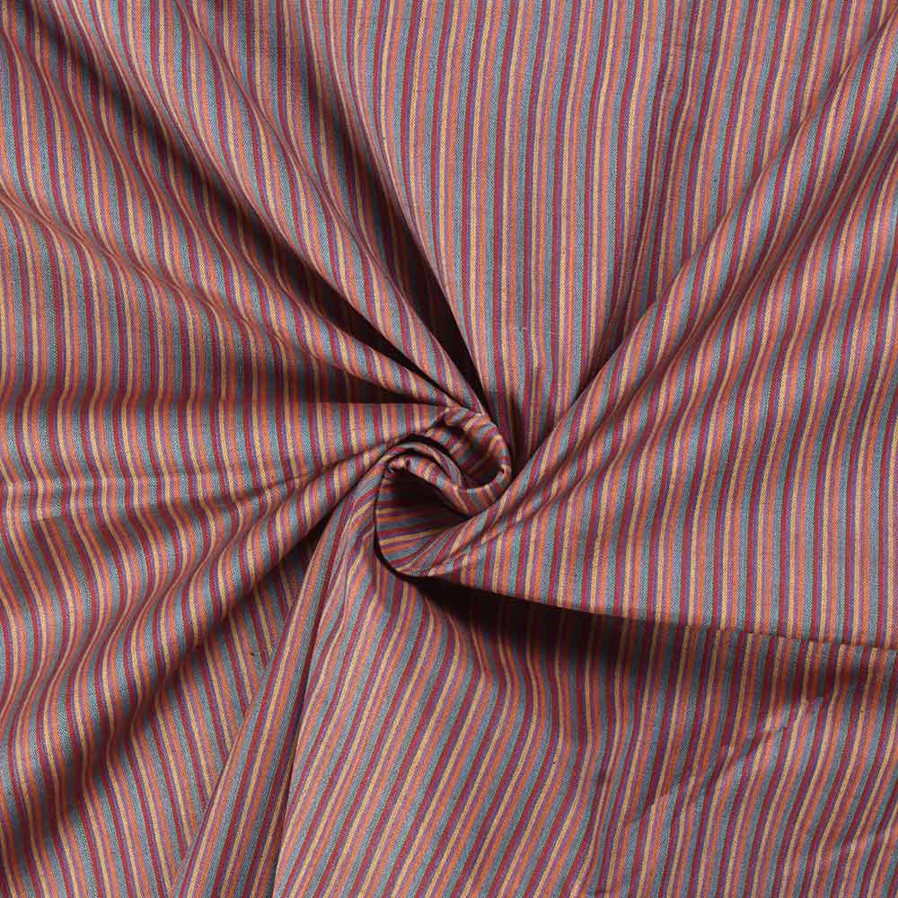 Stripe Pink Multicolour Pure Cotton 73 GSM Handwoven Fabric